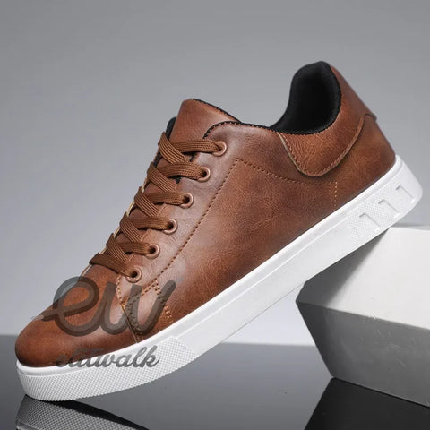 Felron sneakers, brown leather design with white sole and laces, ideal for stylish comfort