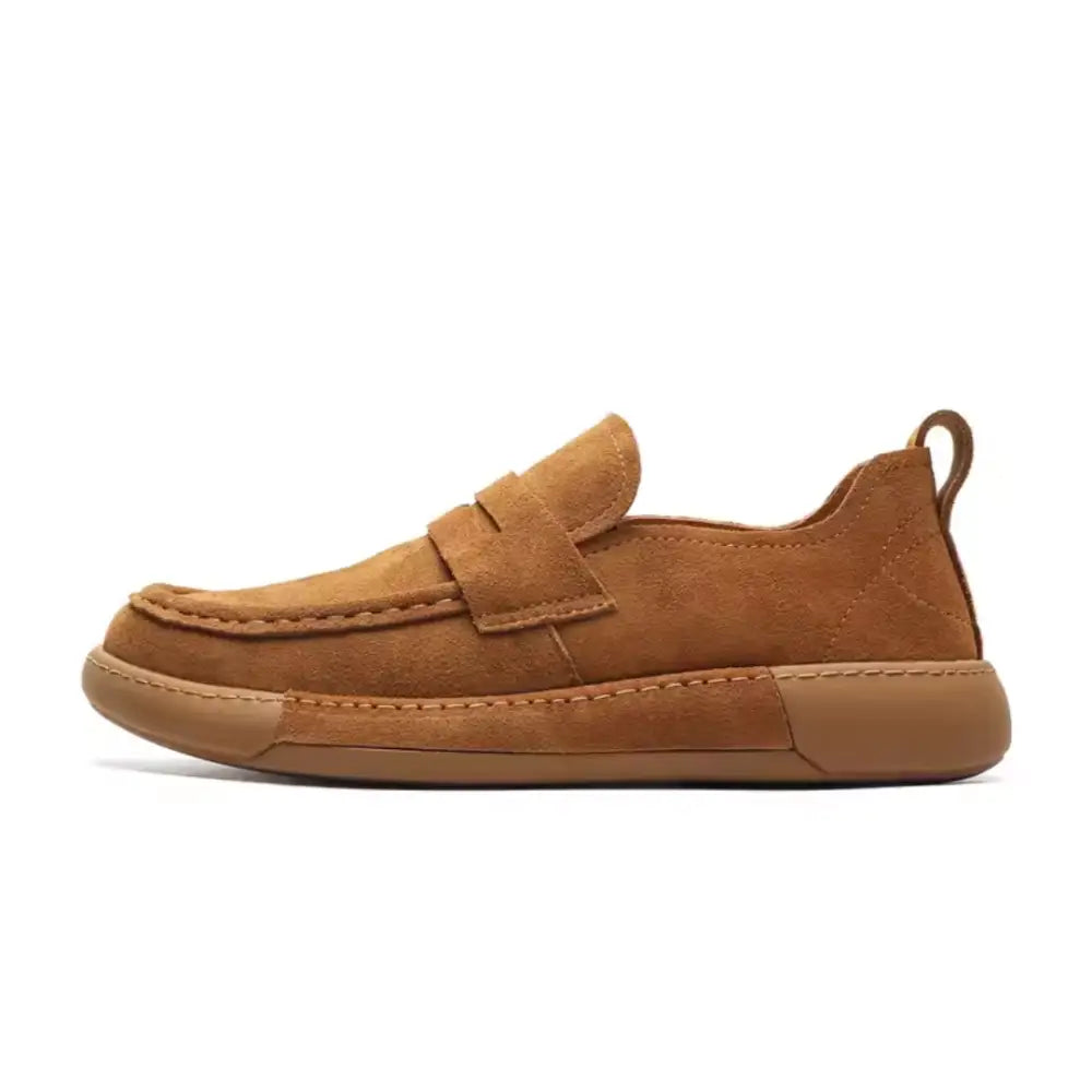 Tan deri Firox erkek loafer, kalın esnek taban ile şıklık sunar