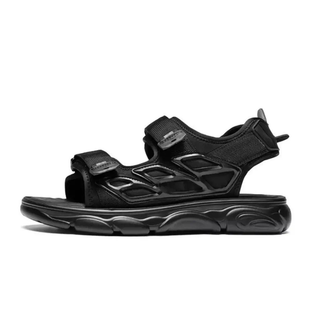 Gelir erkek sandalet, ayarlanabilir kayışlı siyah spor sandalet, kalın tabanlı