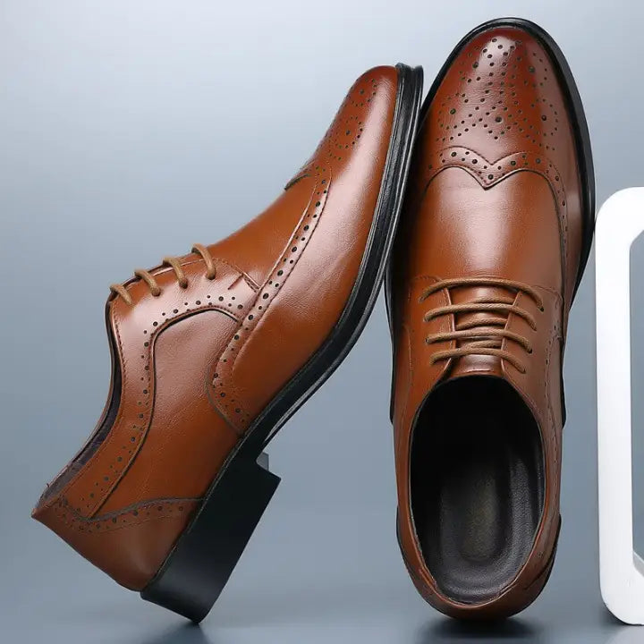 Jaril erkek rugan kahverengi brogue detaylı wingtip oxford ayakkabılar