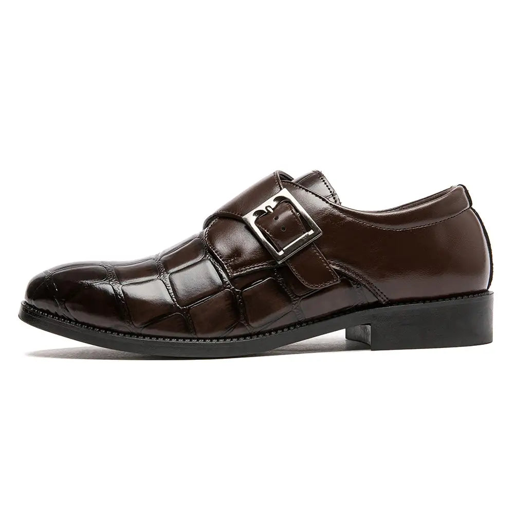 Kahverengi deri buckled monk strap ayakkabı Jilvo erkek loafer modeli