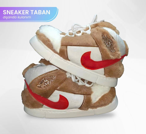 Nike esintili tasarıma sahip brown peluş sneaker-kek çifti