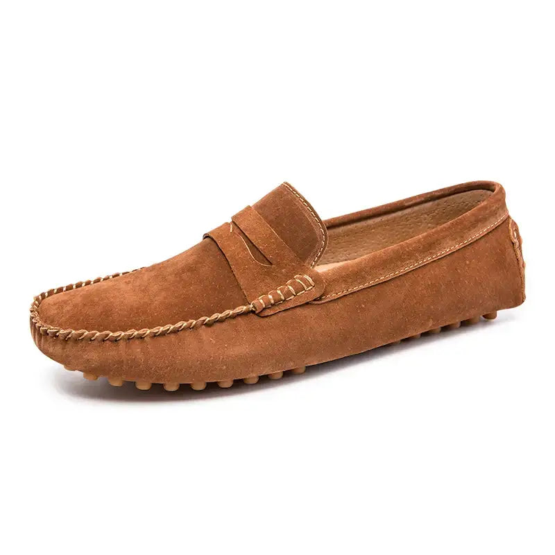 Kedir erkek loafer, uzun süreli kullanım için kahverengi süet peni loafer