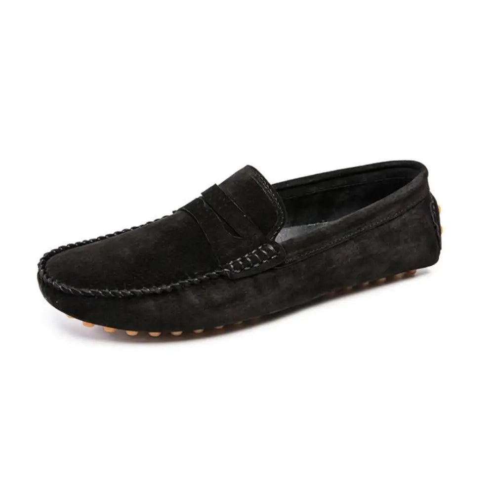 Kedir erkek loafer, siyah süet sürüş mokasen, dayanıklı lastik taban ile tasarlanmıştır