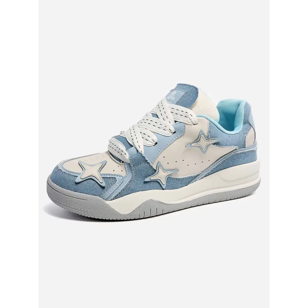 Beyaz ve açık mavi, gümüş yıldız detaylı Ladiv kadın sneakers görseli
