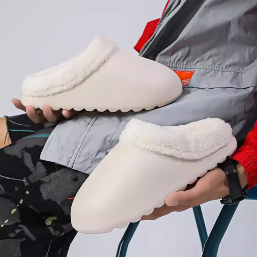 Lorik unisex terlik, beyaz kabarık kaydırma ayakkabılar