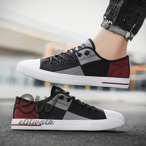 Mardon erkek sneakers in black, gray, burgundy, and white color-blocked design