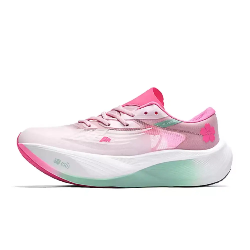 Pembe ve beyaz Melon unisex spor ayakkabı, kavisli taban tasarımı ile