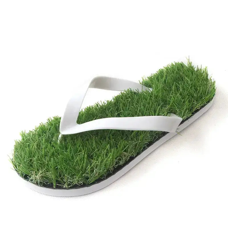 Nelro unisex terlik ile yapay çim kaplı tabanlı flip-flop sandalet görüntüsü