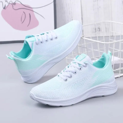 Nesira kadın sneakers beyaz ve mint yeşil bağlı spor ayakkabılar