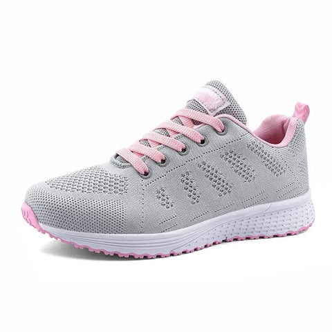 Gray and pink Ralina kadın spor ayakkabı with mesh upper and lace-up design