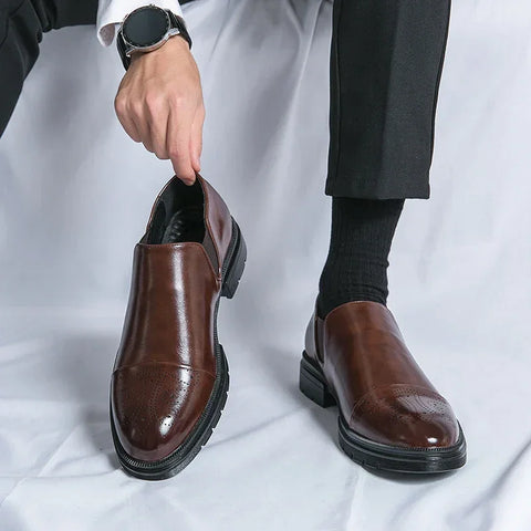 Polished brown leather slip-on dress shoes from Relton Rugan koleksiyonu