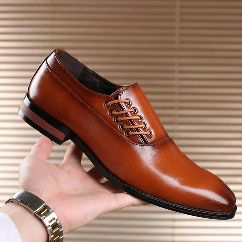 Polished brown leather oxford dress shoe with laces from Renlor Rugan Erkek