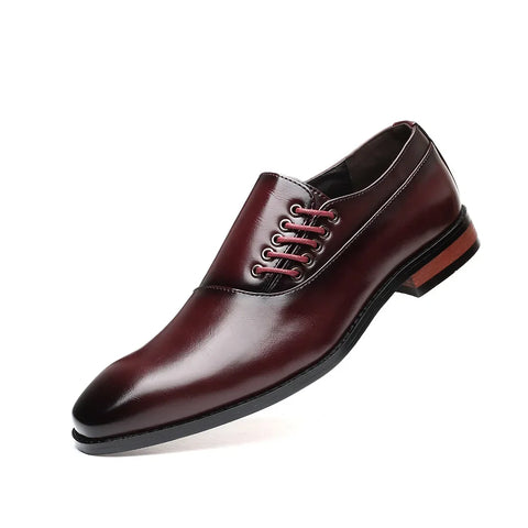 Polished burgundy leather oxford dress shoe with red laces from Renlor Rugan Erkek