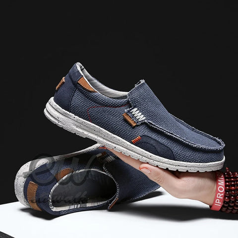 Roder günlük ayakkabı, beyaz tabanlı, kahverengi detaylı denim slip-on ayakkabılar