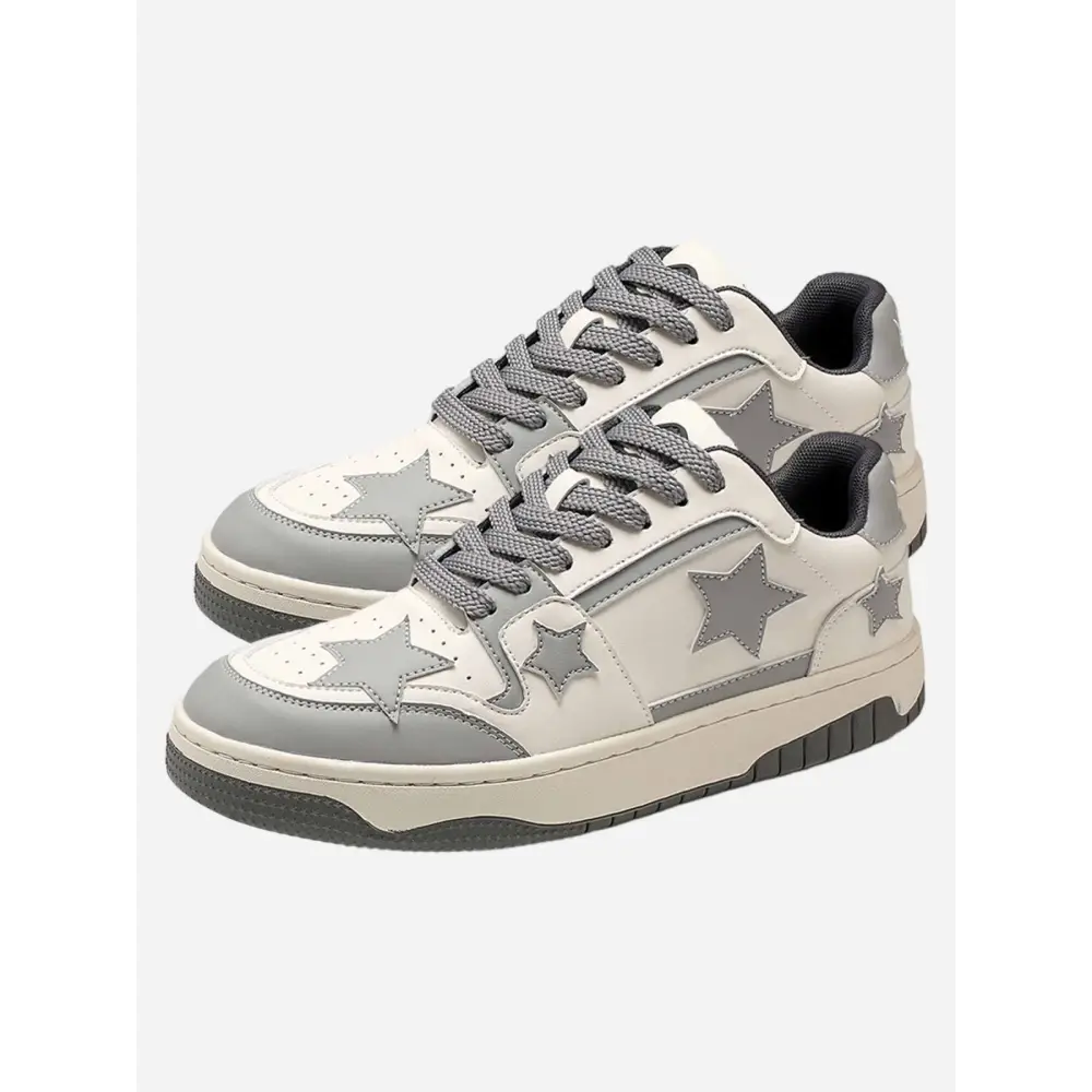 Sarin kadın sneakers, gri ve beyaz yıldız desenli spor ayakkabılar