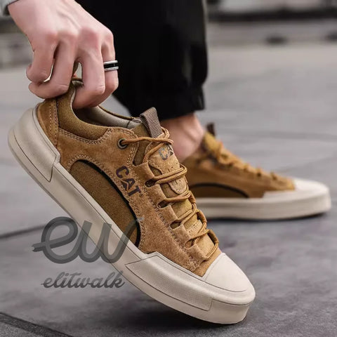 Taron erkek converse, kahverengi süet sneaker, beyaz lastik taban ve bağcık