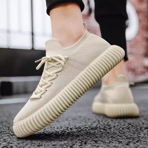 Bej örgü sneaker, ribbed taban ve bağcıklı tasarımı ile Torian günlük ayakkabı