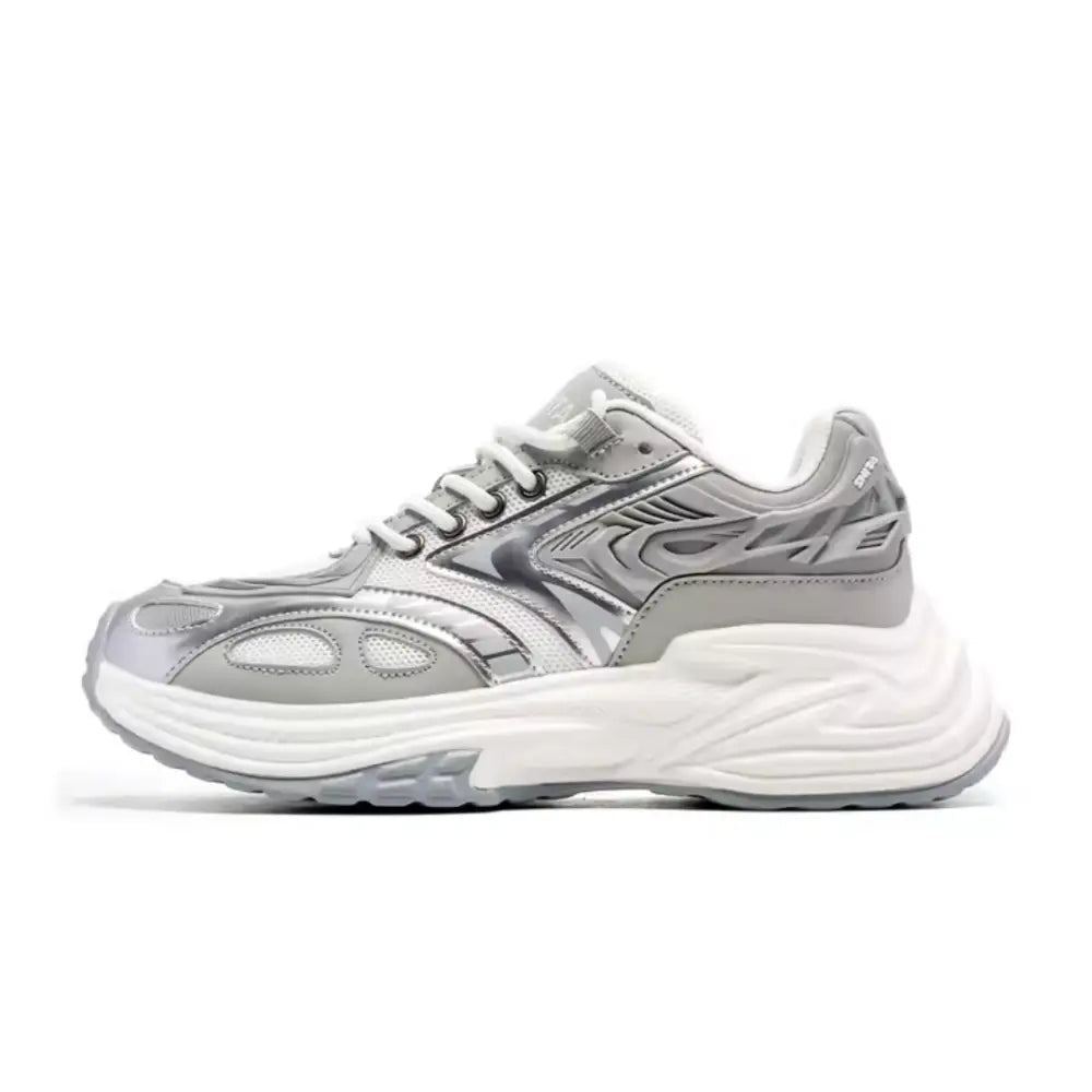 Tormin unisex sneakers in gray and white with chunky sole and layered design