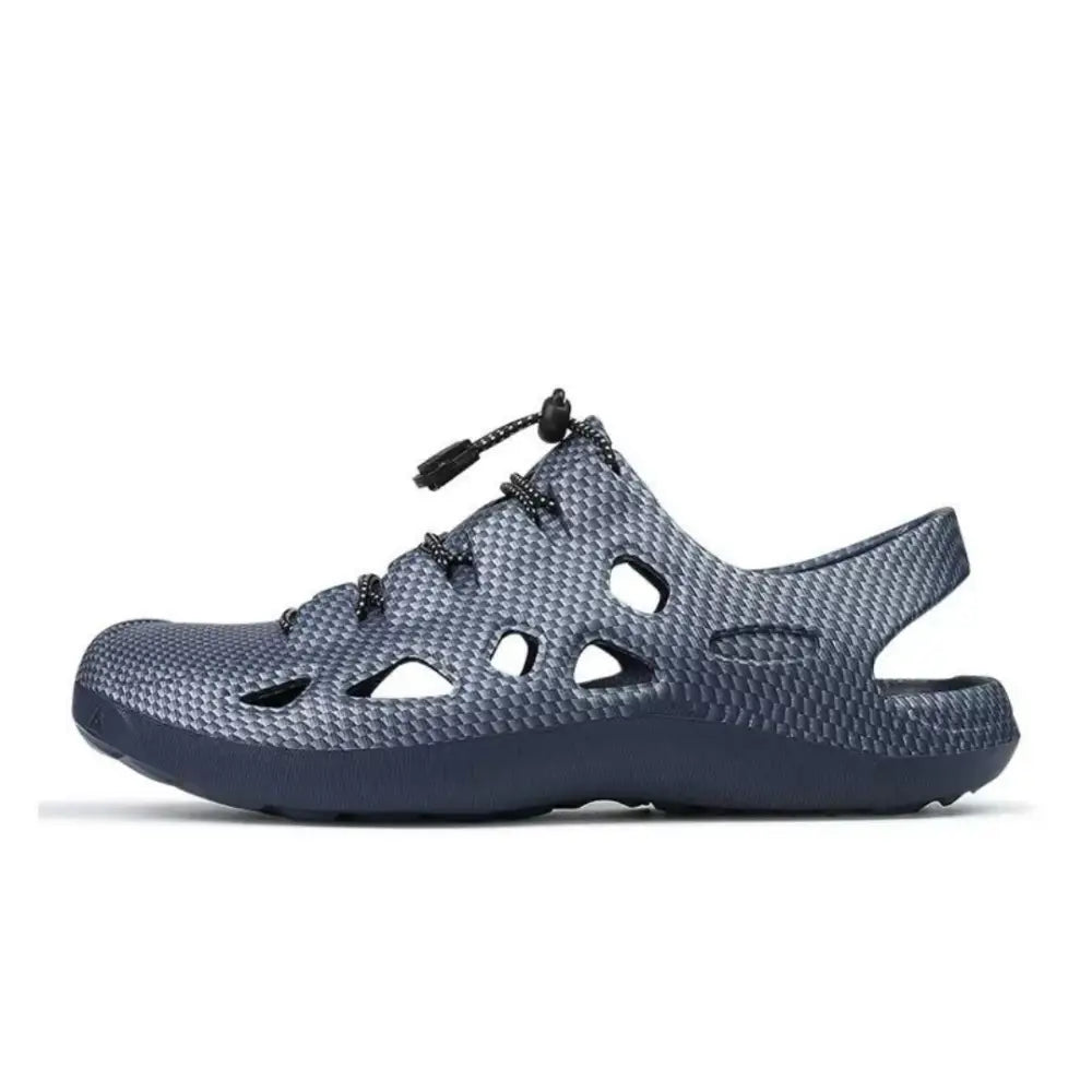 Tovin erkek sandalet, perforated üst ve ayarlanabilir toggle kapama ile gri spor sandalet