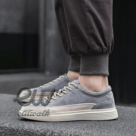 Gray suede Velrin erkek converse sneakers with off-white soles and laces