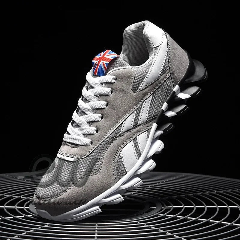 Vinsora unisex sneakers featuring a gray design and British flag detail on the heel